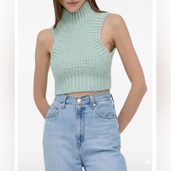 For Love And Lemons Sweaters - COPY - COPY - Open back turtle neck fuzzy sweater top